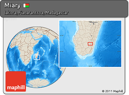 Shaded Relief Location Map of Miary