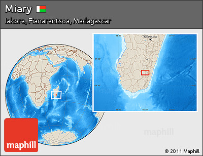 Shaded Relief Location Map of Miary
