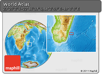 Physical Location Map of the Area around 23° 3' 19" S, 48° 31' 29" E