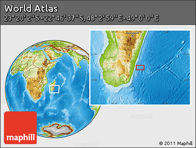 Physical Location Map of the Area around 23° 3' 19" S, 48° 31' 29" E