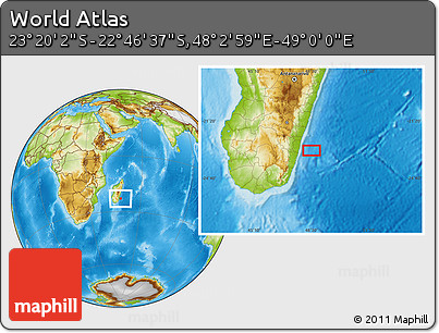 Physical Location Map of the Area around 23° 3' 19" S, 48° 31' 29" E