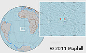 Gray Location Map of the area around 23° 3' 19" S, 4° 10' 30" W, hill shading