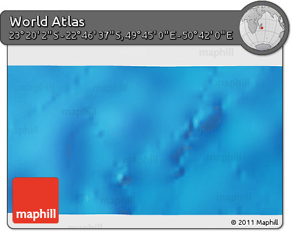 Physical 3D Map of the Area around 23° 3' 19" S, 50° 13' 30" E
