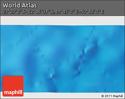 Physical 3D Map of the Area around 23° 3' 19" S, 50° 13' 30" E