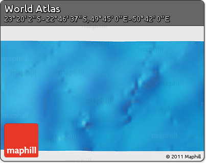 Physical 3D Map of the Area around 23° 3' 19" S, 50° 13' 30" E