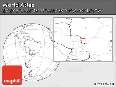Blank Location Map of the Area around 23° 3' 19" S, 55° 10' 29" W