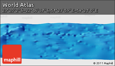 Physical Panoramic Map of the Area around 23° 3' 19" S, 57° 52' 30" E
