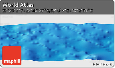 Physical Panoramic Map of the Area around 23° 3' 19" S, 59° 34' 30" E