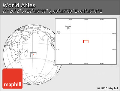 Blank Location Map of the Area around 23° 3' 19" S, 61° 16' 29" E