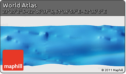 Physical Panoramic Map of the Area around 23° 3' 19" S, 62° 7' 30" E