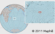 Gray Location Map of the area around 23° 3' 19" S, 62° 58' 30" E, hill shading
