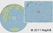 Savanna Style Location Map of the area around 23° 3' 19" S, 62° 58' 30" E, hill shading