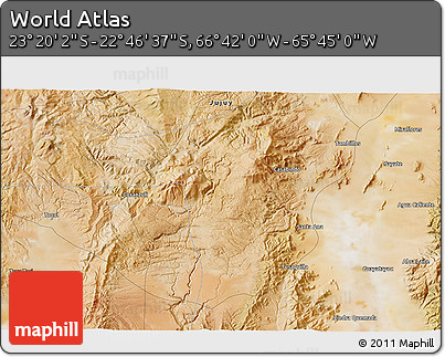 Satellite 3D Map of the Area around 23° 3' 19" S, 66° 13' 29" W