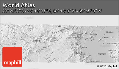 Physical Panoramic Map of the Area around 23° 3' 19" S, 66° 13' 29" W