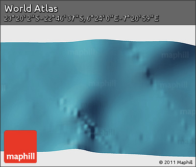 Satellite 3D Map of the Area around 23° 3' 19" S, 6° 52' 30" E