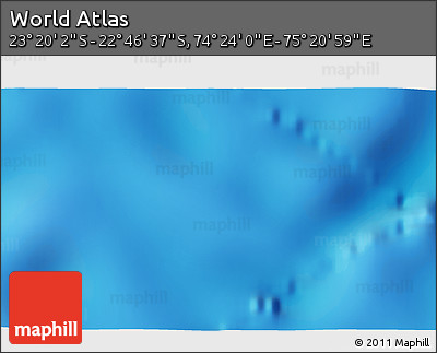 Physical 3D Map of the Area around 23° 3' 19" S, 74° 52' 30" E