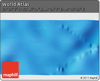 Physical 3D Map of the Area around 23° 3' 19" S, 74° 52' 30" E