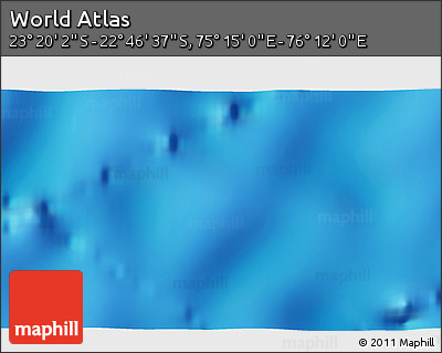 Physical 3D Map of the Area around 23° 3' 19" S, 75° 43' 29" E