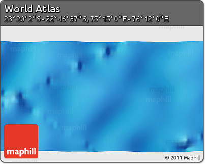 Physical 3D Map of the Area around 23° 3' 19" S, 75° 43' 29" E