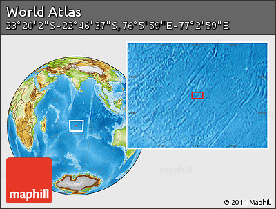 Physical Location Map of the Area around 23° 3' 19" S, 76° 34' 29" E