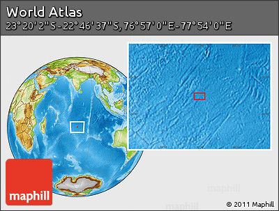 Physical Location Map of the Area around 23° 3' 19" S, 77° 25' 30" E