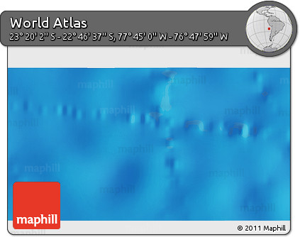 Physical 3D Map of the Area around 23° 3' 19" S, 77° 16' 30" W