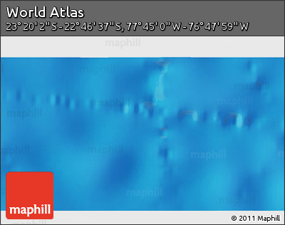 Physical 3D Map of the Area around 23° 3' 19" S, 77° 16' 30" W