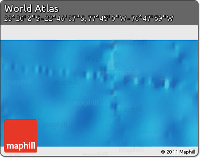 Physical 3D Map of the Area around 23° 3' 19" S, 77° 16' 30" W