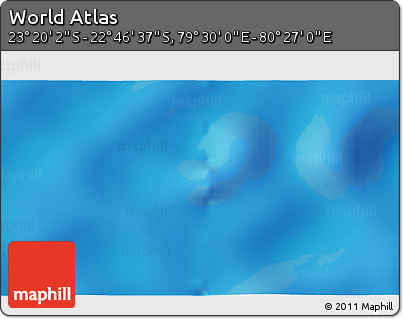 Physical 3D Map of the Area around 23° 3' 19" S, 79° 58' 29" E