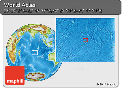 Physical Location Map of the Area around 23° 3' 19" S, 80° 49' 29" E