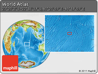 Physical Location Map of the Area around 23° 3' 19" S, 80° 49' 29" E