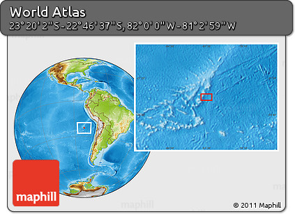 Physical Location Map of the Area around 23° 3' 19" S, 81° 31' 30" W