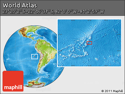 Physical Location Map of the Area around 23° 3' 19" S, 81° 31' 30" W