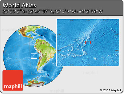 Physical Location Map of the Area around 23° 3' 19" S, 81° 31' 30" W