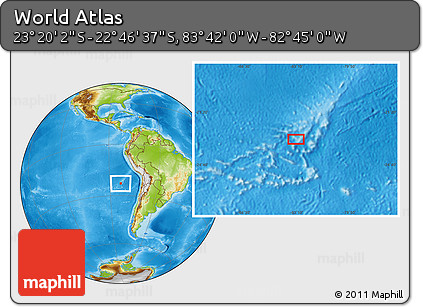 Physical Location Map of the Area around 23° 3' 19" S, 83° 13' 29" W
