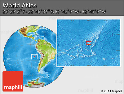 Physical Location Map of the Area around 23° 3' 19" S, 83° 13' 29" W