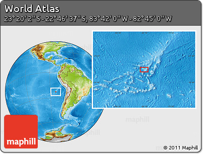 Physical Location Map of the Area around 23° 3' 19" S, 83° 13' 29" W