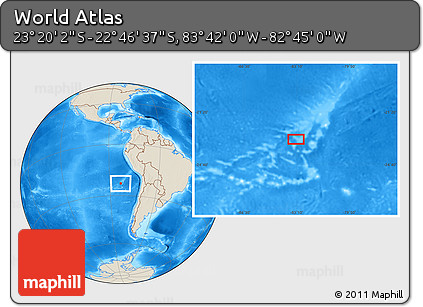 Shaded Relief Location Map of the Area around 23° 3' 19" S, 83° 13' 29" W