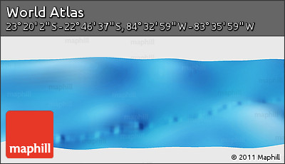 Physical Panoramic Map of the Area around 23° 3' 19" S, 84° 4' 29" W