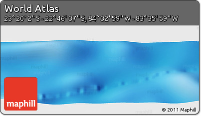 Physical Panoramic Map of the Area around 23° 3' 19" S, 84° 4' 29" W