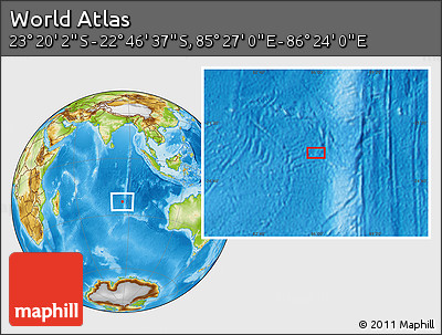Physical Location Map of the Area around 23° 3' 19" S, 85° 55' 30" E