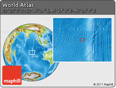 Physical Location Map of the Area around 23° 3' 19" S, 85° 55' 30" E