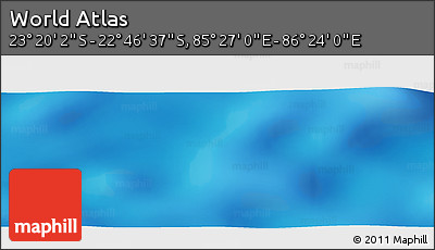 Physical Panoramic Map of the Area around 23° 3' 19" S, 85° 55' 30" E