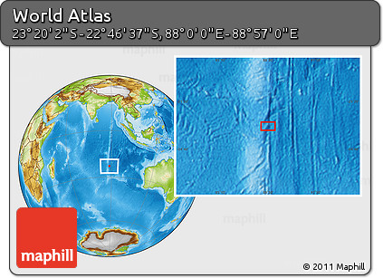 Physical Location Map of the Area around 23° 3' 19" S, 88° 28' 29" E