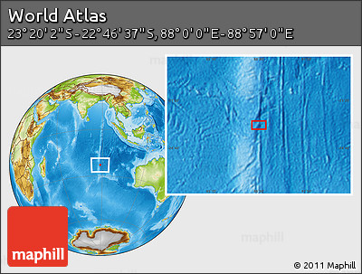 Physical Location Map of the Area around 23° 3' 19" S, 88° 28' 29" E