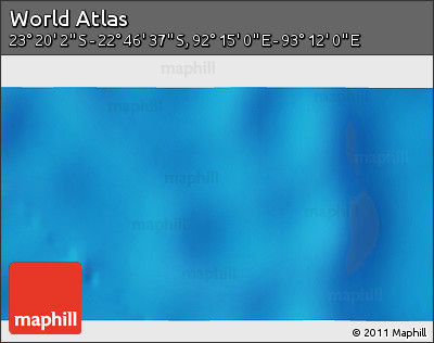 Physical 3D Map of the Area around 23° 3' 19" S, 92° 43' 29" E