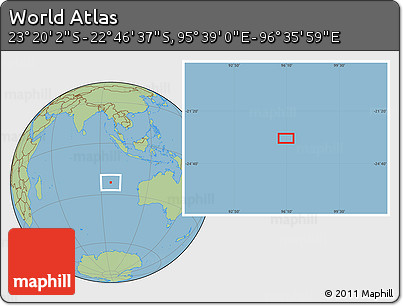 Savanna Style Location Map of the Area around 23° 3' 19" S, 96° 7' 30" E