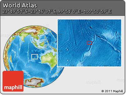 Physical Location Map of the Area around 23° 33' 11" S, 100° 22' 30" E
