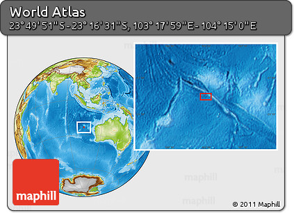 Physical Location Map of the Area around 23° 33' 11" S, 103° 46' 30" E
