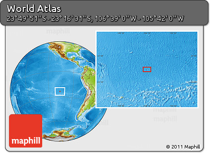 Physical Location Map of the Area around 23° 33' 11" S, 106° 10' 30" W